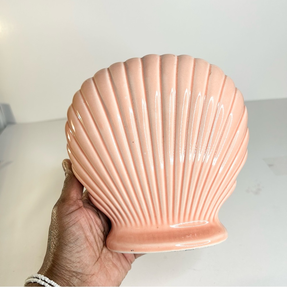 Vintage Japan Seashell Vase Planter Coastal Pink